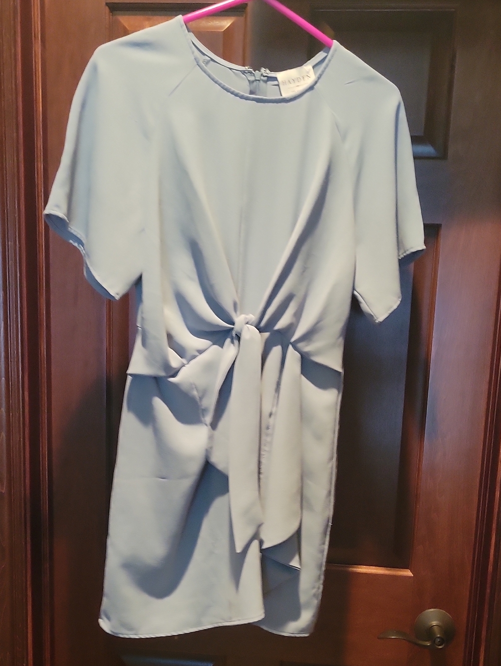 Hayden Light Blue Short Sleeve Tie-Front Dress